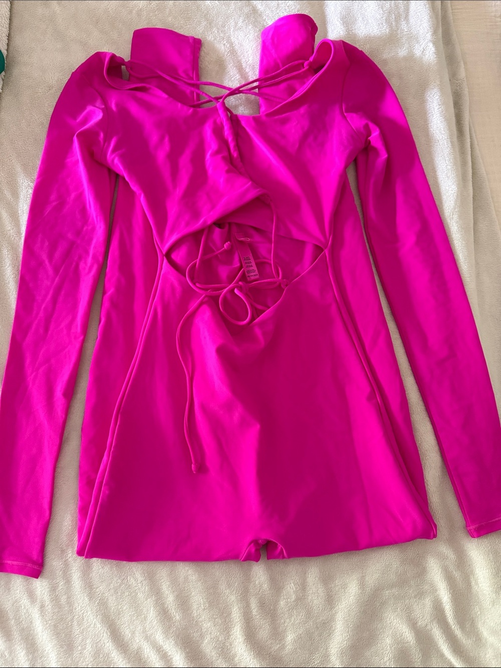 SKIMS Hot Pink Lace Up Catsuit XS